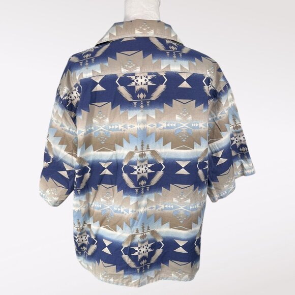 Roper Short Sleeve Button Down Shirt Aztec Western Print Size Large - Picture 5 of 8